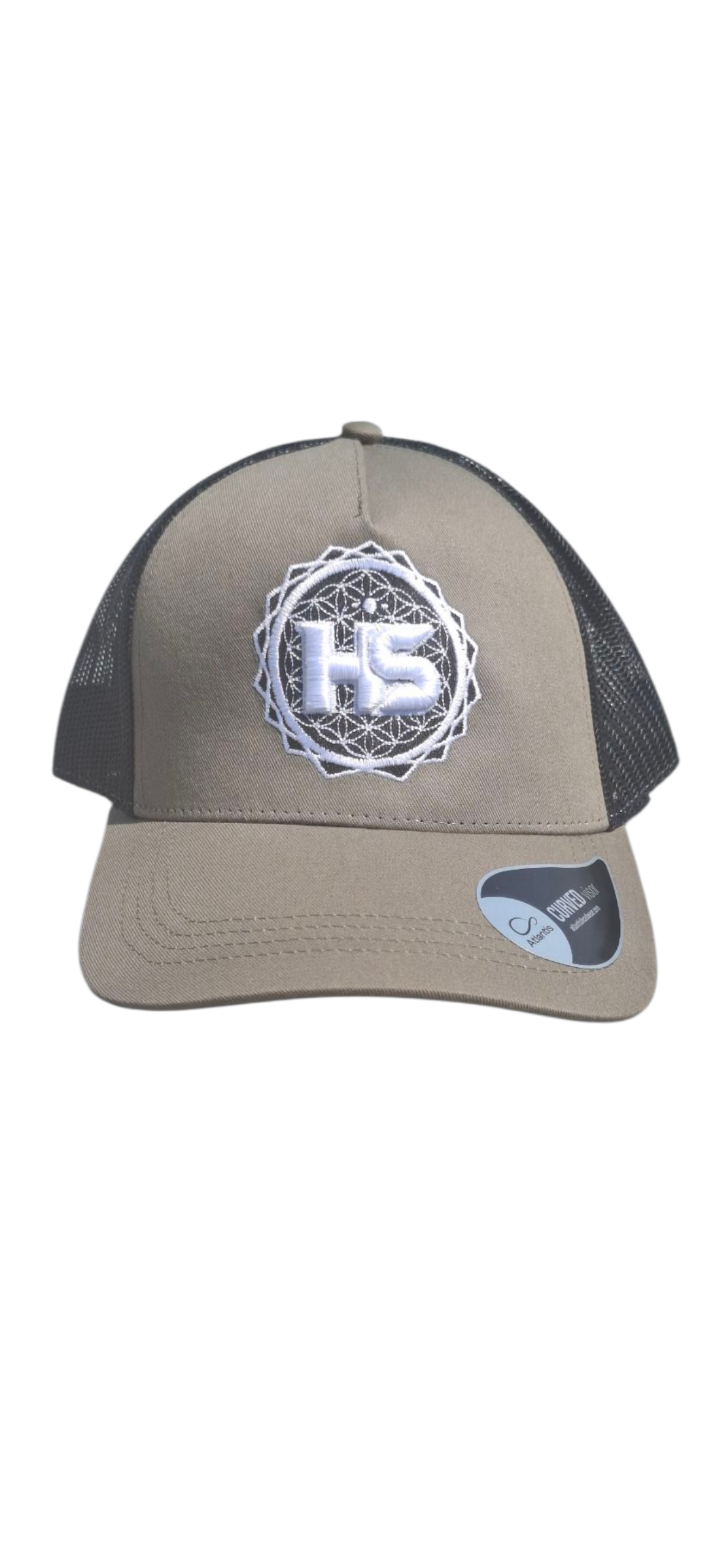 Olive green flower of life trucker hat